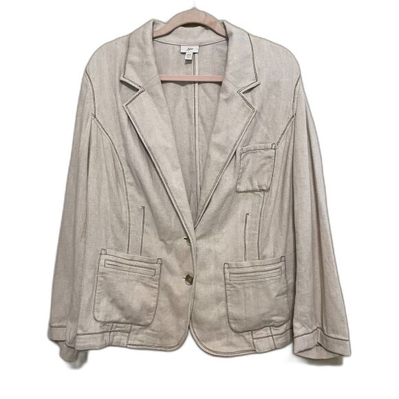 J. Jill Linen Blend Blazer Jacket Womens Size 20W Beige Cream Linen Blend - Picture 1 of 7